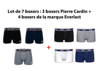 Lot de 7 boxers : 3 boxers Pierre Cardin + 4 boxers de la marque Everlast - Livraison offerte