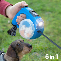 Laisse de chien rétractable 6en1 avec lumière LED intégrée - Livraison offerte