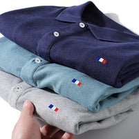 Polo à manches courtes pour homme avec drapeau français - Livraison offerte